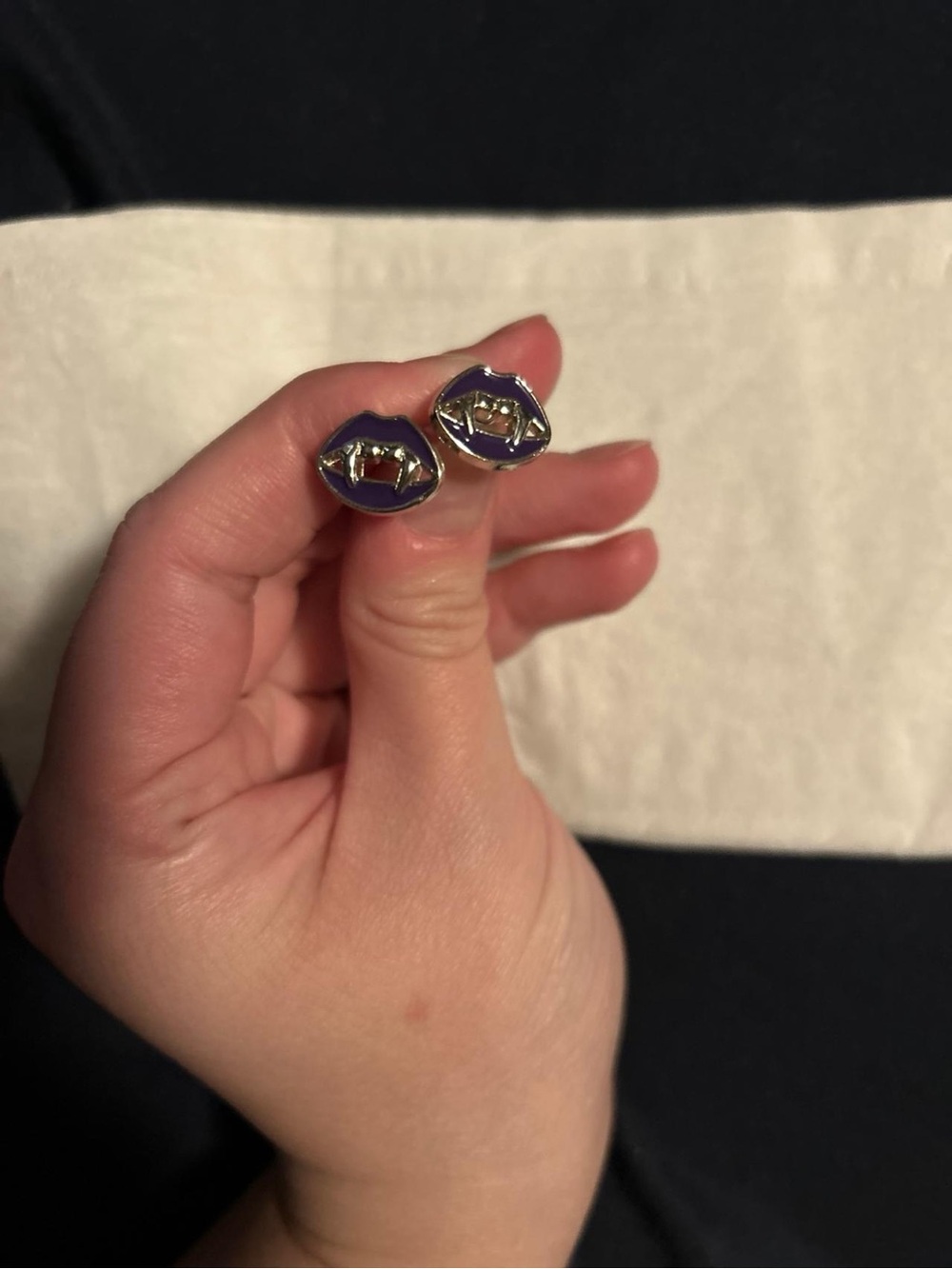 Purple Lip Motif Stud Earrings - Women Accessories